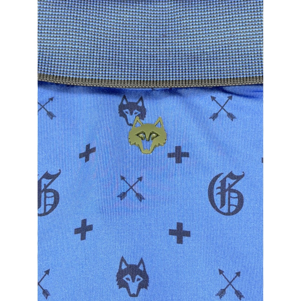 Greyson Mens XL Blue Monogram Wolf Head G Logo Golf Polo Shirt - Picture 12 of 13